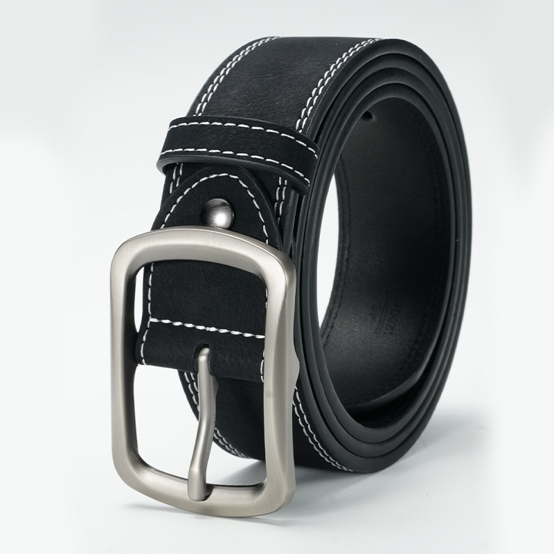 3,8 cm Herrengürtel mit echter Nadelschnalle, einfacher Freizeitgürtel, modischer und vielseitiger junger Männer, Ledergürtel für Männer_voghion.com