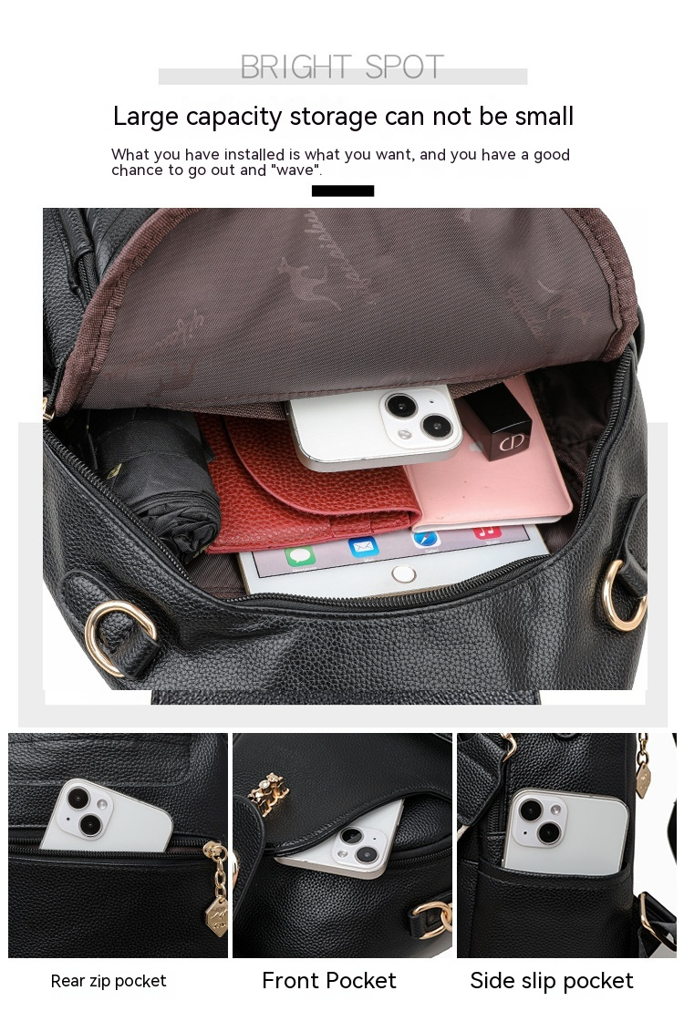 2024 New Soft Leather Backpack For Women's Fashion Leisure Large Capacity Multi Functional Backpack Versatile Outgoing Backpack_voghion.com
