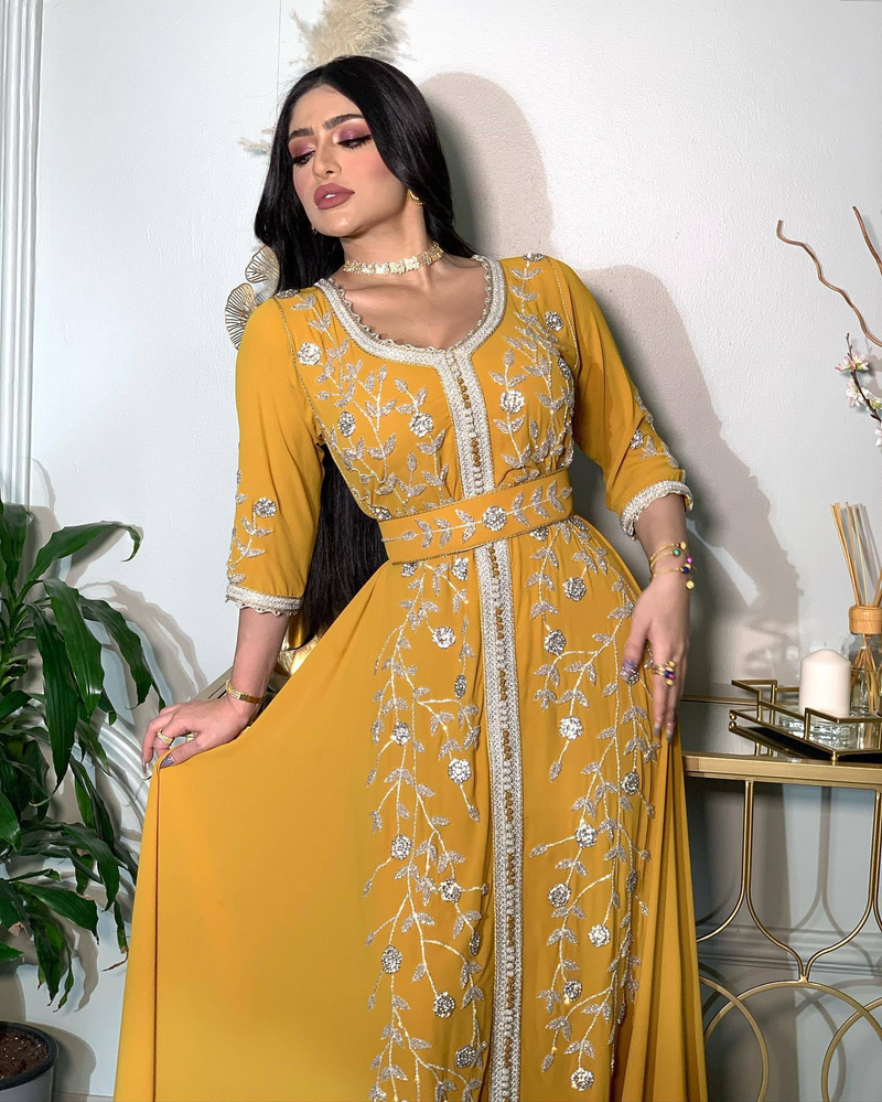 Women's Clothing Hot Diamond Kaftan Robe Dress_voghion.com