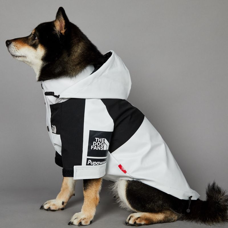 Giacca impermeabile per cani e animali domestici, grande, antivento e antipioggia, stile North Face, marchio americano Pure White Trendy_voghion.com