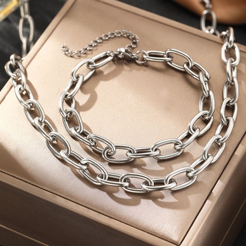 Naszyjnik ze stali nierdzewnej Złoty kubański gwintowany hip-hopowy uniwersalny gruby łańcuszek obojczykowy_voghion.com