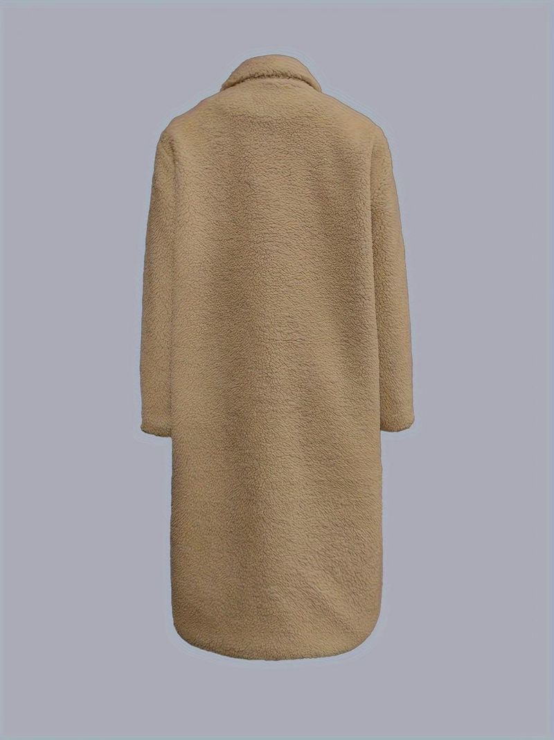 Damenbekleidung Herbst und Winter Damen Pelz Revers Plüschmantel langer Mantel_voghion.com