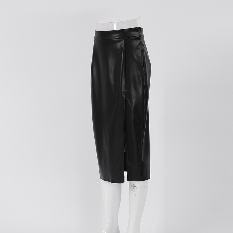 Gonna in pelle crosta da donna gonna in PU gonna MIDI sexy gonna alta con marsupio_voghion.com