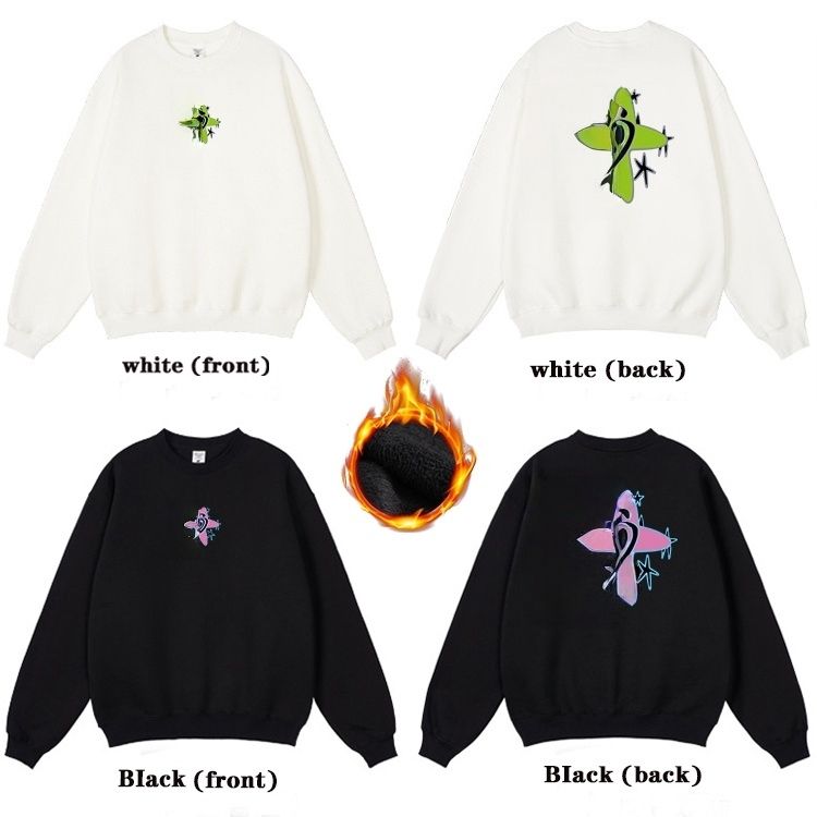 Polar Fleece Solid Color Round Neck Sweater Mens Candy Cotton Long Sleeve Working Clothes_voghion.com