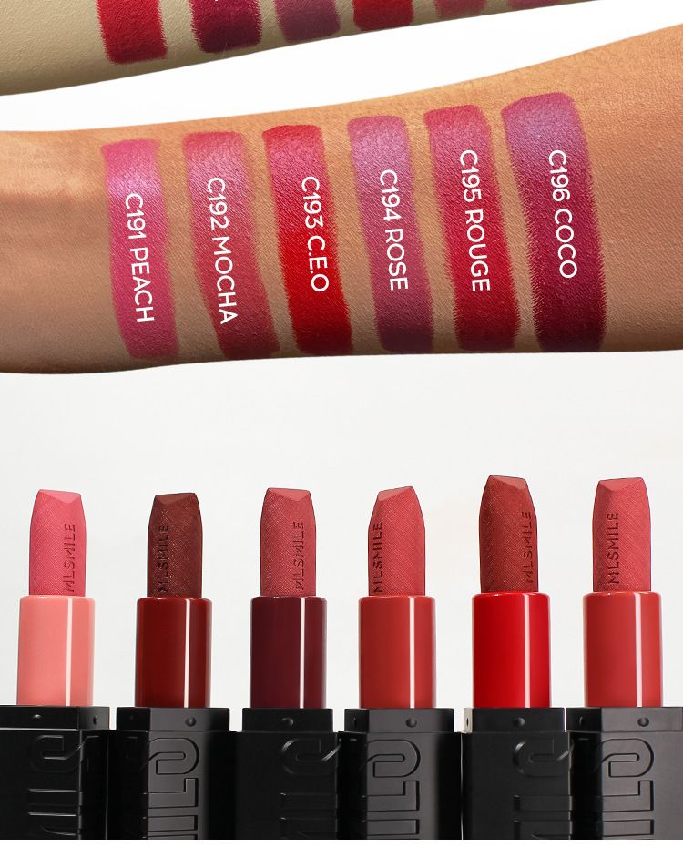 MLSMILE Embossed Matte Lipstick Set Easy To Color Moisturizing Lipstick Natural Nude Color 3 Pieces_voghion.com