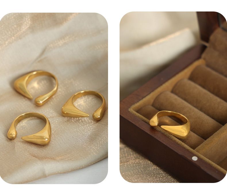 New Niche Design Ring Simple Personality High Sense Irregular Geometric Titanium Steel Gold Plated Open Ring Jewelry_voghion.com