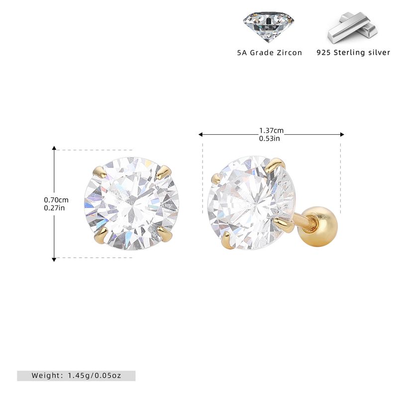 Gioielli da donna in argento sterling S925 con quattro griffe e orecchini a vite con zirconi, gioielli classici versatili, alla moda e semplici da donna_voghion.com