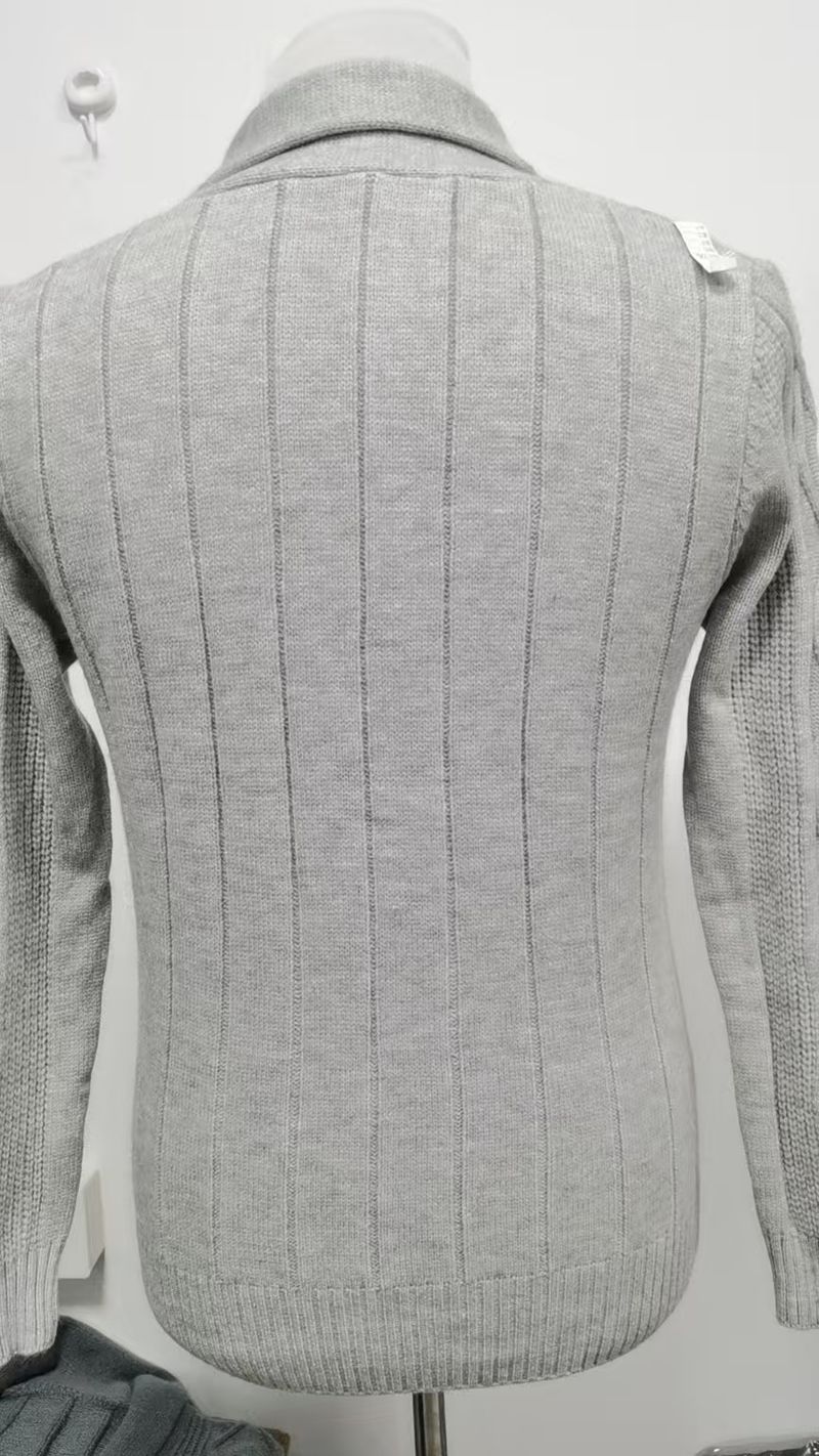 Heren Diamond Knit Cardigan Slim Fit Trui - Lange Mouw Omslagkraag Trui Voor Herfst/Winter - Acrylmix Warm Casual & Business Casual_voghion.com