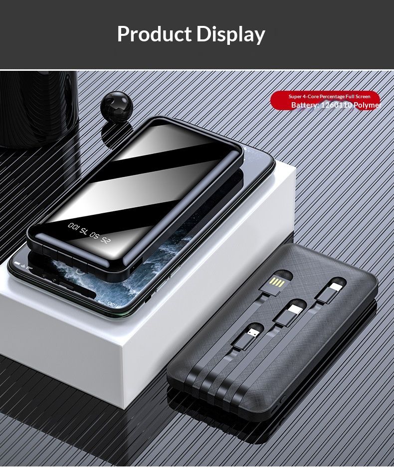 NeoGear NeoGear NeoGear Universal Phone Cable 10000mAh With Printed, Built-in Four-Cable Full-Screen Mobile Power Bank_voghion.com