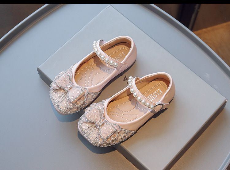 Zapatos de cuero para niña, primavera 2024, nuevos zapatos de princesa con lazo de encaje y diamantes de imitación para niña, zapatos de rendimiento para niña_voghion.com