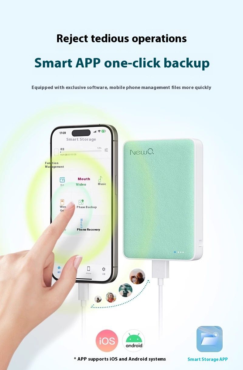 NewQ Backup Treasure Encryption Mobile Hard iPhone Huawei USB Drive External Photo Storage Genius_voghion.com