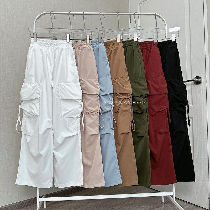 Pantalon cargo pour femme – Coupe droite, coupe oversize, style années 2000 | 9 couleurs vives | (Tissu extensible, poches utilitaires, lavable en machine)_voghion.com