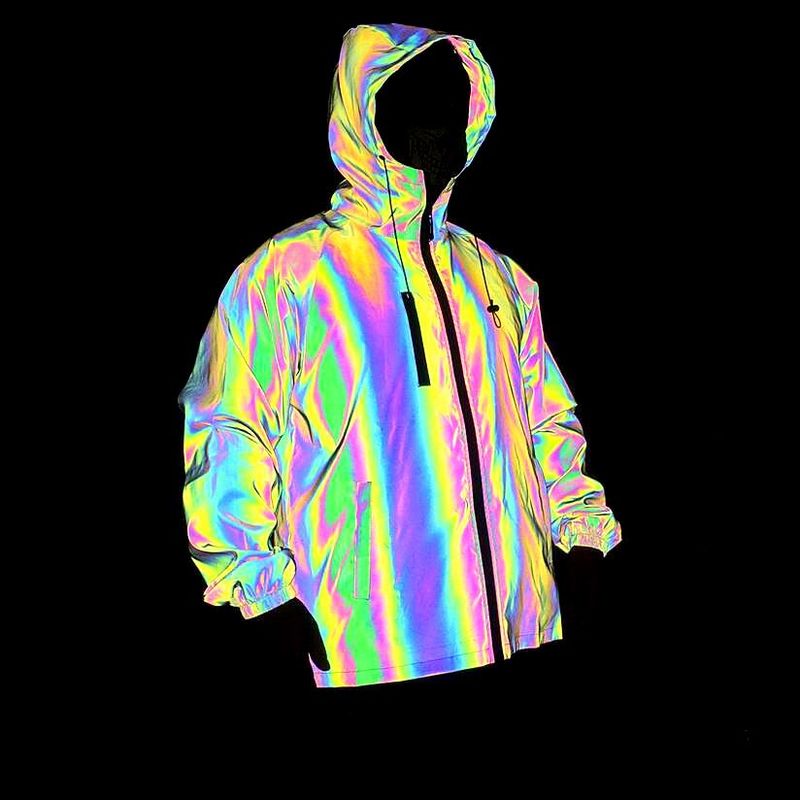 ActiveGo ActiveGo Autumn Winter New Reflective Jacket European American Men's Clothing Cross-border Colorful Laser Plus Size Hooded_voghion.com