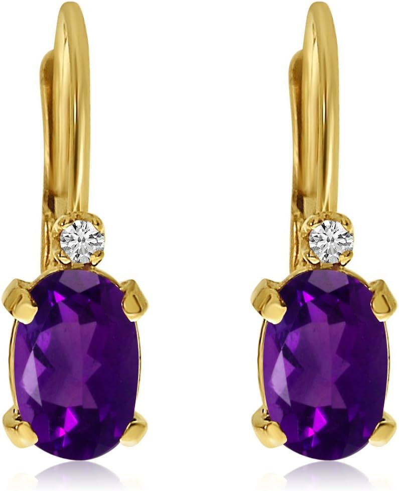 Oval Gemstone And Diamond Leverback Earrings_voghion.com