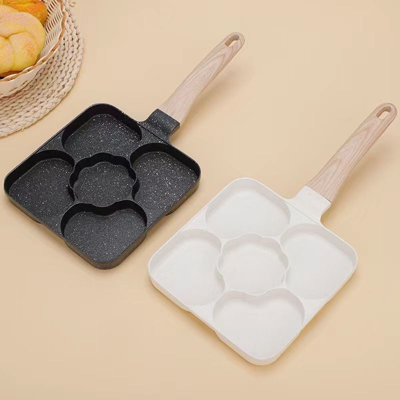 Padella per hamburger magica antiaderente Maifan Stone multifunzionale a cinque fori per la colazione per dormitori_voghion.com