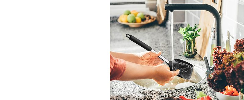 Black Kitchen Cooking Utensils 4-Piece Set, Silicone Solid Spatula Slotted Spoon Shovel For Non-Stick Cookware_voghion.com