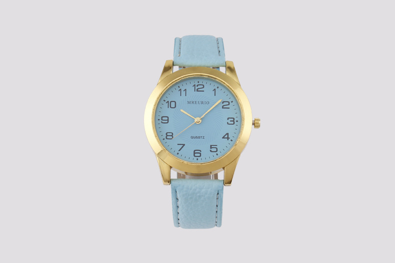 Digital color women's fashionable leather strap, quartz watch, large dial_voghion.com
