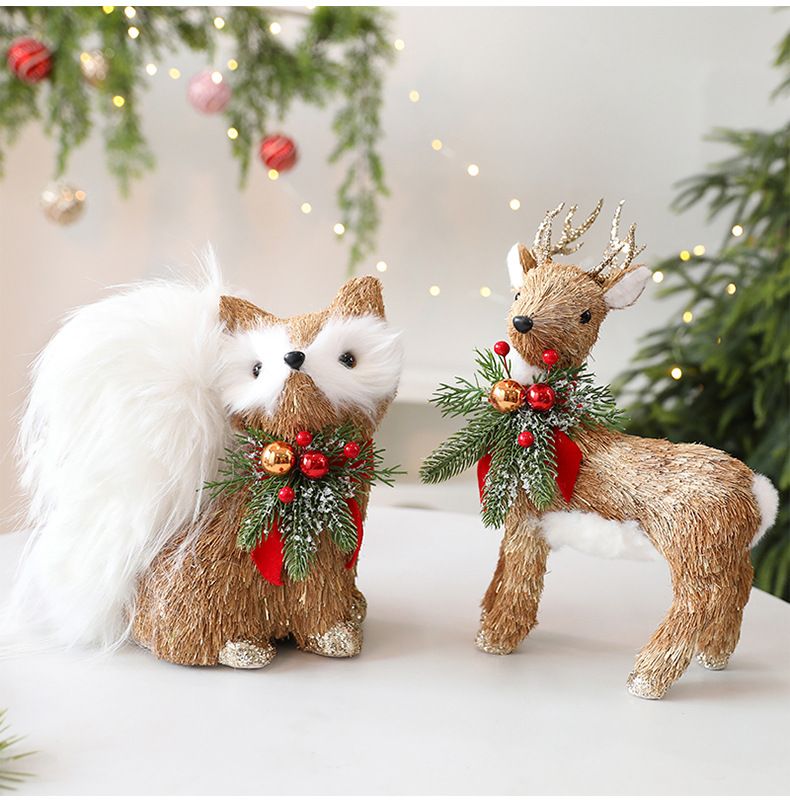 Festive Foam Christmas Animal Decorations Set - Fox, Squirrel & Reindeer Ornaments For Tree, Window And Holiday Display (European Style)_voghion.com