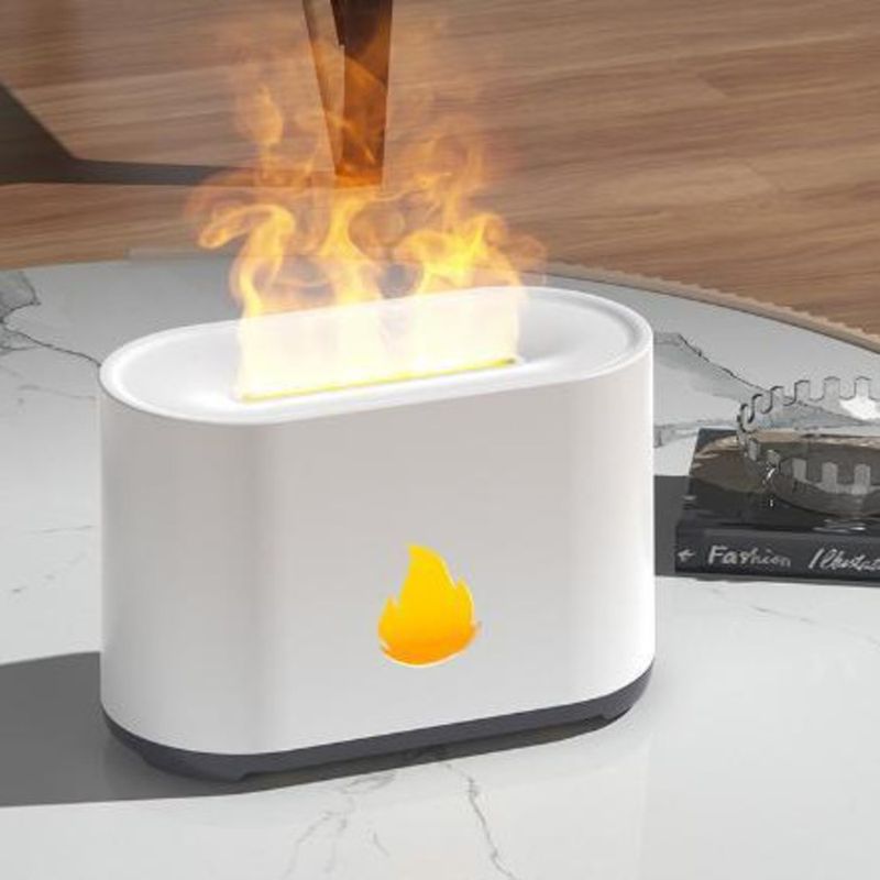 Nordic Minimalist Style Simulated Flame Aromatherapy Humidifier Multifunctional Bluetooth Speaker Bedside Atmosphere_voghion.com