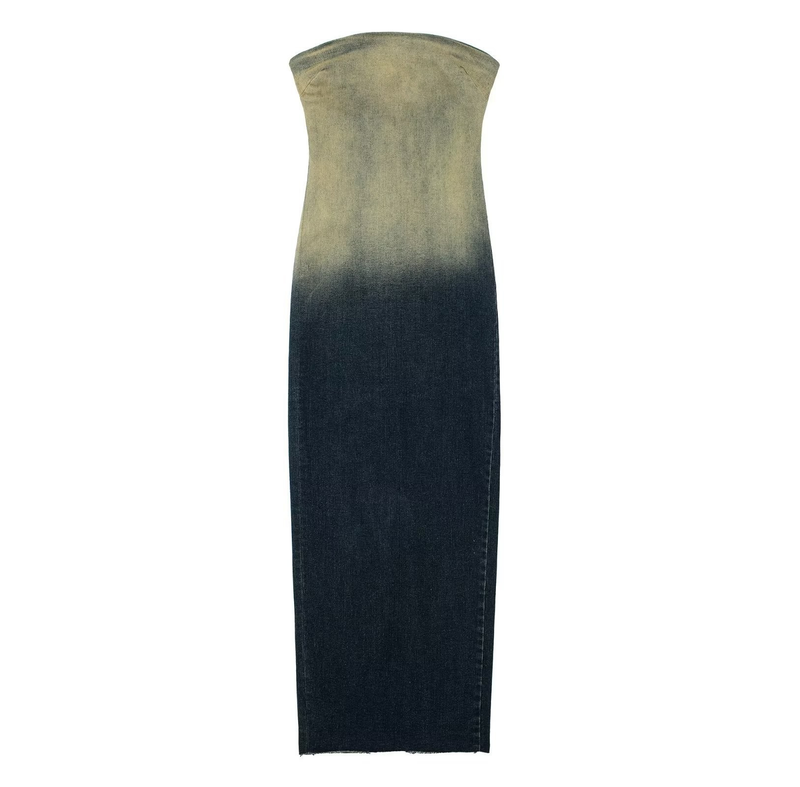 novo estilo de vestido jeans com zíper traseiro e envolto no peito para mulheres_voghion.com