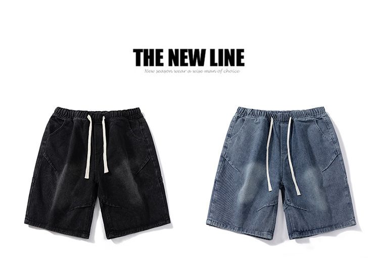 Herrenbekleidung Washed Denim Shorts Herren Sommer New American Retro Vibe Trendy Loose Casual Shorts_voghion.com