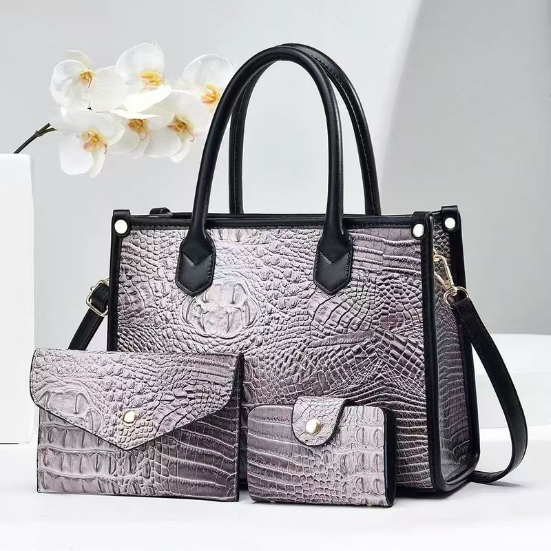 Torebki damskie Nowa torebka damska na ramię z fakturą krokodyla, crossbody, duża pojemność, trzyczęściowa torba dla matki i dziecka_voghion.com