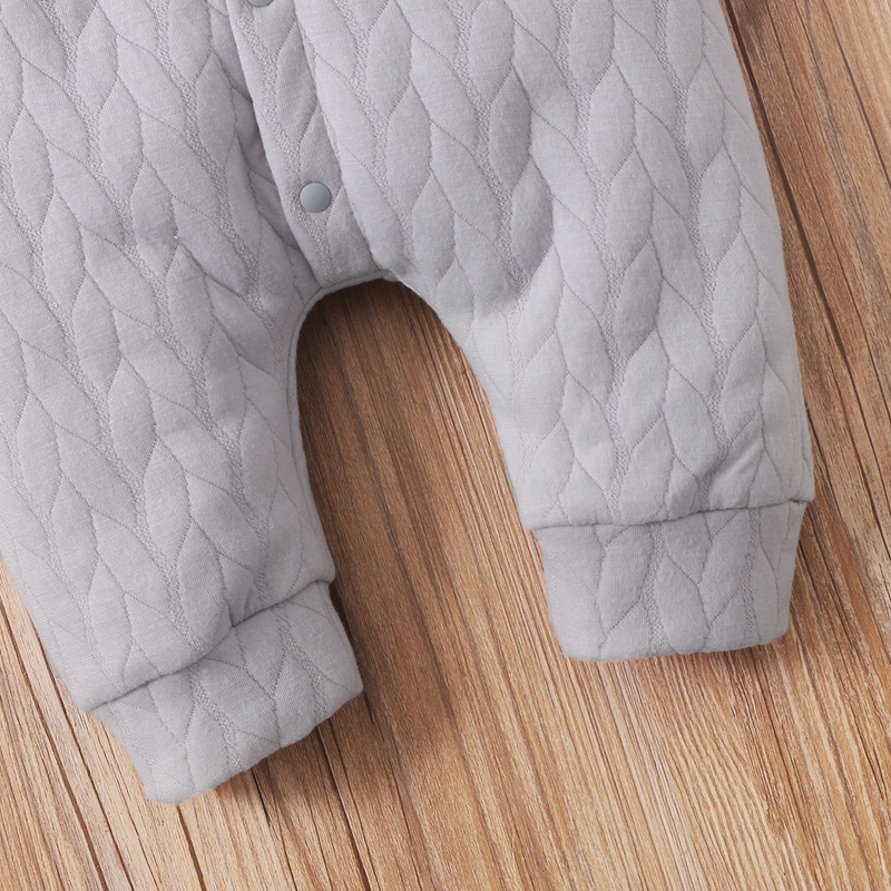 Mother & Kids Soft Cotton Baby Hooded Romper With Bunny Ears - Long Sleeve Jumpsuit For Infants 0-18M (Grey/Pink)_voghion.com