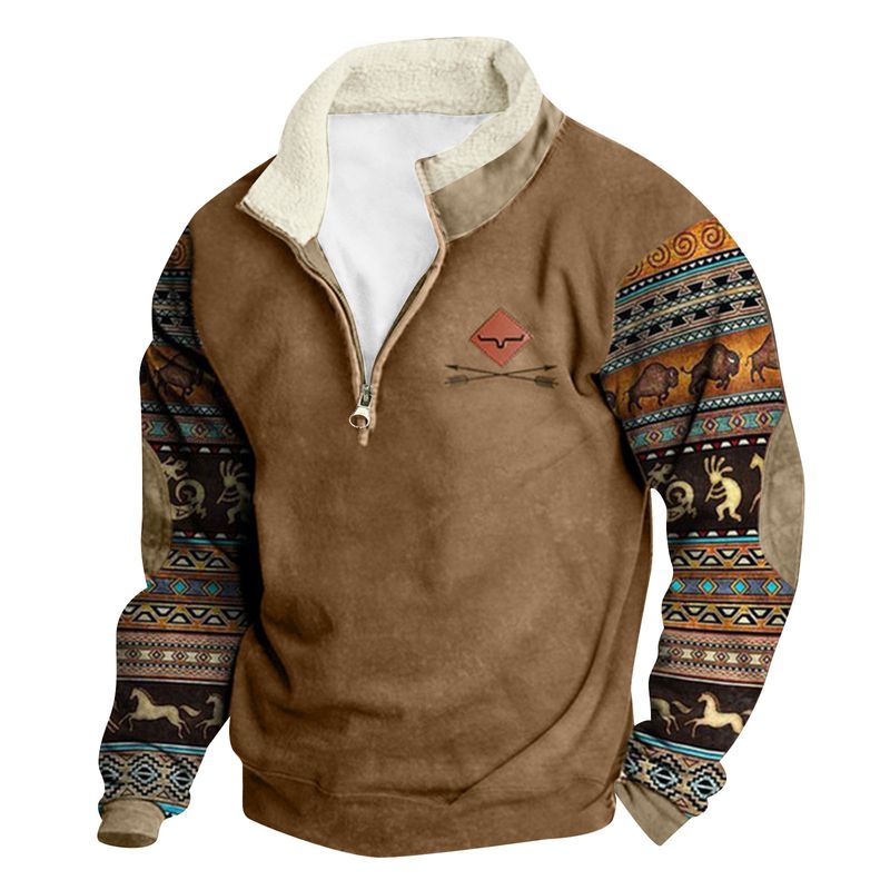 Suitable For All Seasons Spring And Autumn New D203 Men's Long Sleeve Pocketless Button Cardigan Printed Casual Fashion Trend_voghion.com