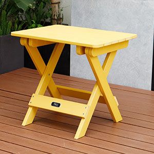 TALE Adirondack Portable Folding Side Table Square All-Weather and Fade-Resistant Plastic Wood Table Perfect for Outdoor Garden;  Beach;  Camping;  Pi_voghion.com