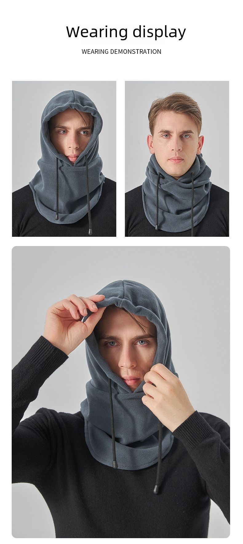 Chapeau de cyclisme en plein air pour hommes et femmes, coupe-vent, protection des oreilles, écharpe, masque, une pièce, épais, résistant au froid, protection du visage, pull chaud, chapeau, vente en gros_voghion.com