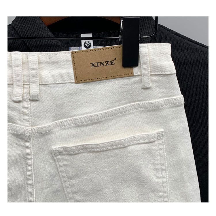 Roupas masculinas Hot Diamond Slim Stretch Denim Shorts Verão Novos Calças Masculinas Brancas de 4 Pontos_voghion.com