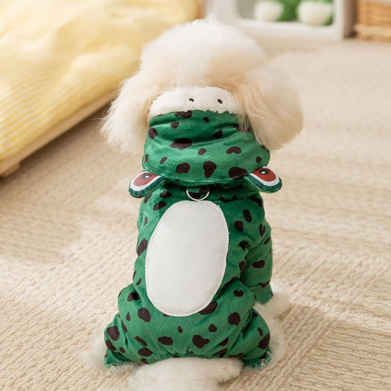 Costume di Halloween per cani di piccola taglia, a forma di rana con quattro zampe, per trasformarsi in un animale domestico, adatto per autunno e inverno._voghion.com