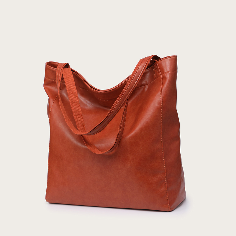 Pocket Women's Soft Leather Handheld One Shoulder Retro Oil and Wax Leather Large Capacity 2024 New Fashionable and Minimalist Tote Bag_voghion.com