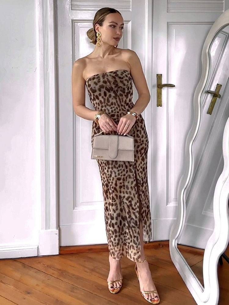 Nuovo abito da donna in rete di seta con top a tubino aderente stampato_voghion.com