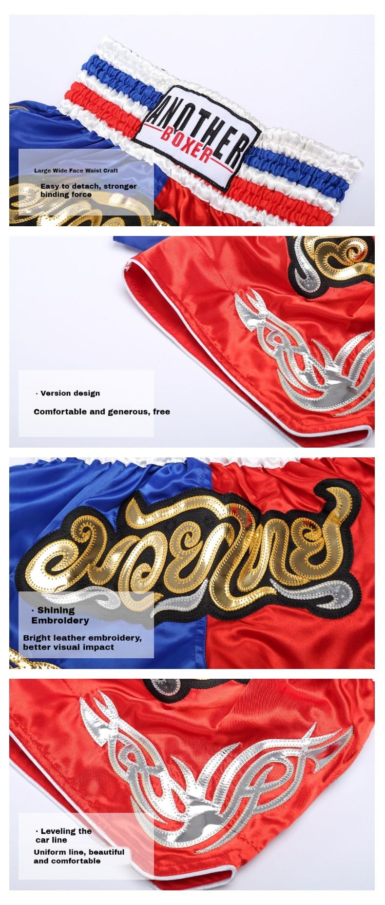 Pantalones de puño, pantalones de combate, pantalones cortos de muay thai, ropa de boxeo y sanda, pantalones cortos de entrenamiento de combate, estilo patchwork para hombre y mujer._voghion.com