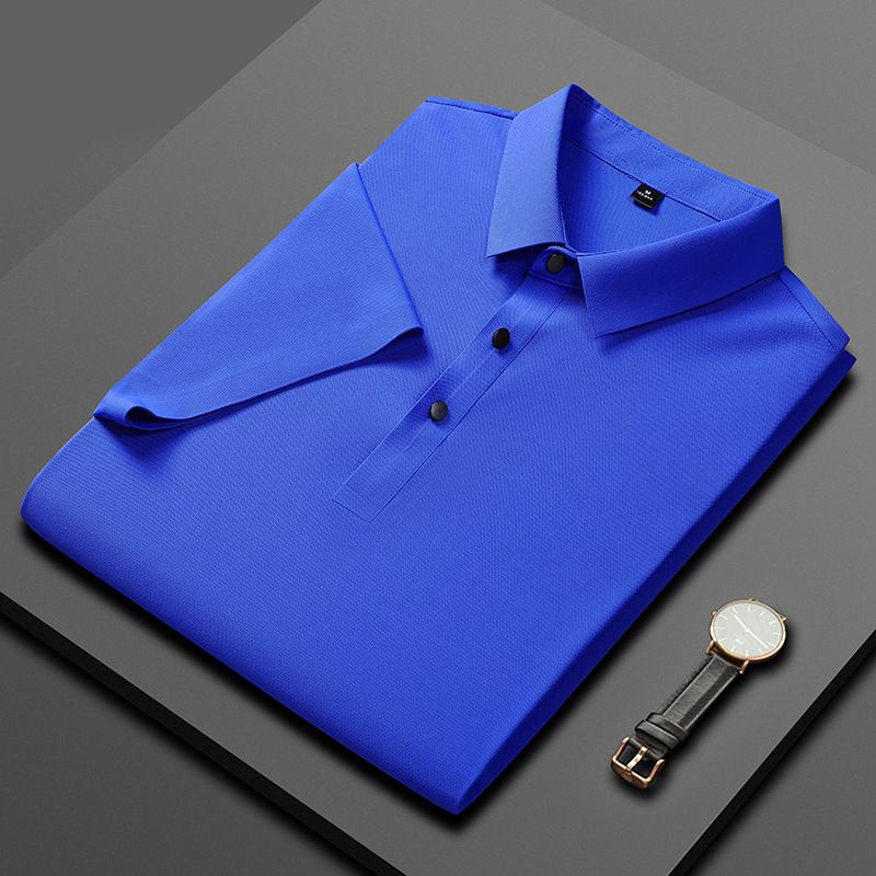 CT 2025 Novo Conjunto de Camiseta e Shorts Sem Costura de Seda Gelada para Homens, Cor Sólida, Polo Simples, Verão, Manga Curta Masculina_voghion.com