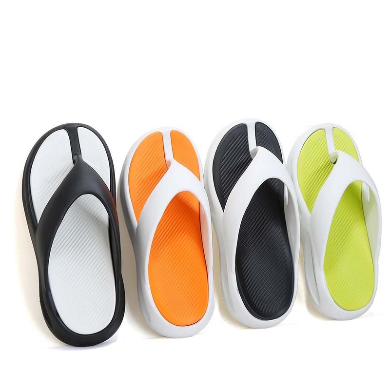 Men's word slippers are fashionable, casual, non slip, thick soled, 2024 new angle beach home sandals_voghion.com