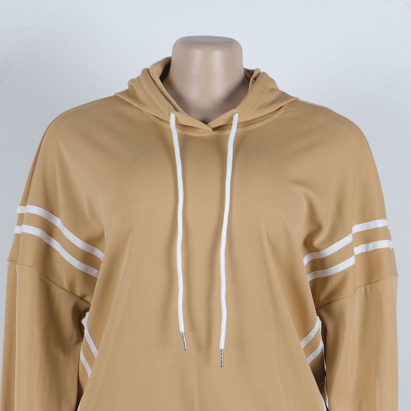 Damenbekleidung Zweiteiliges Set mit Kapuzenpullover mit Bandnähten_voghion.com