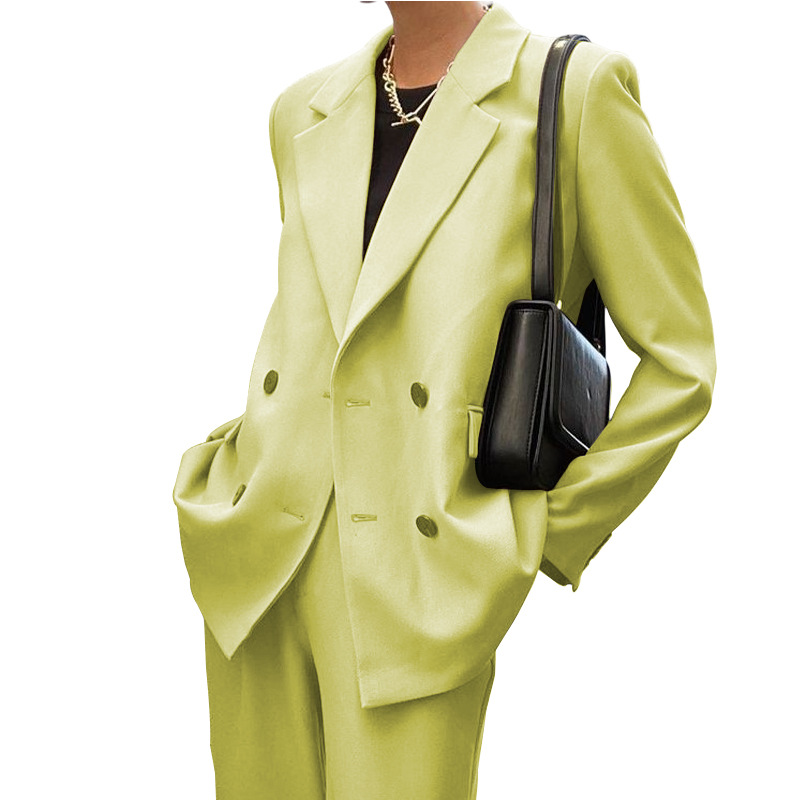 Vêtements pour femmes automne et hiver nouveaux vêtements pour femmes couleur unie costume décontracté pantalon mode costume deux pièces_voghion.com