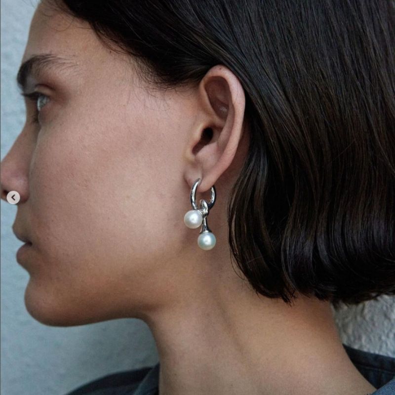 Boucles d'oreilles élégantes en perles pour femmes, créoles géométriques minimalistes, dorées et argentées_voghion.com