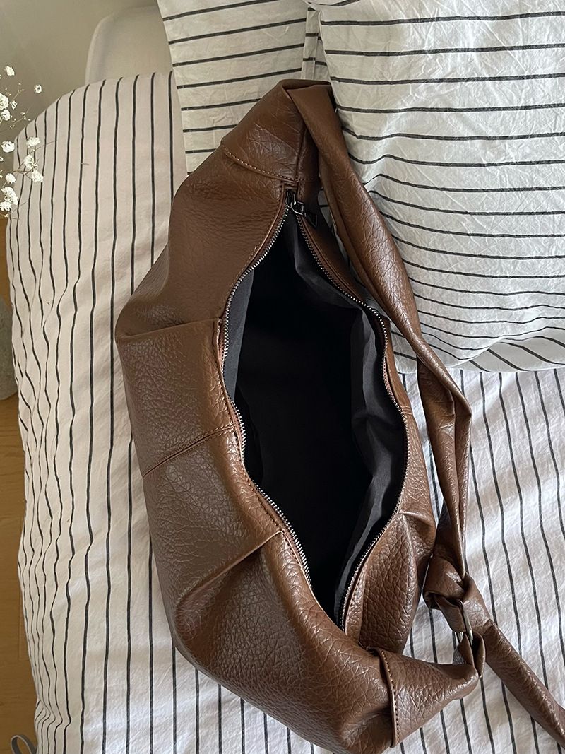 Koreanischer Instagram-Umhängetasche aus weichem Leder mit großer Kapazität, gefalteter Knödel, faul und vielseitig, lässig, zum Pendeln, eine Schulter_voghion.com