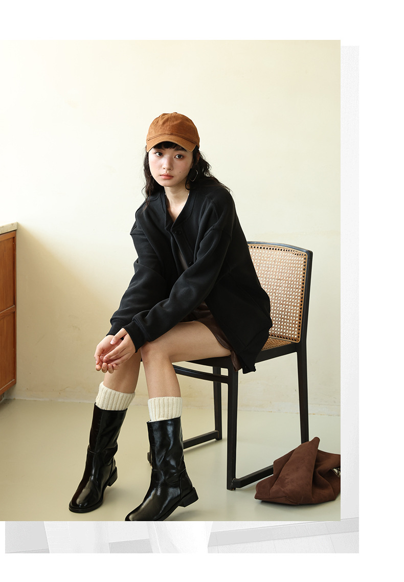 Autumn Winter Solid Color Fleece Button Cardigan Women Korean Style Warm Long Sleeve Top Versatile Slim Fit Casual_voghion.com