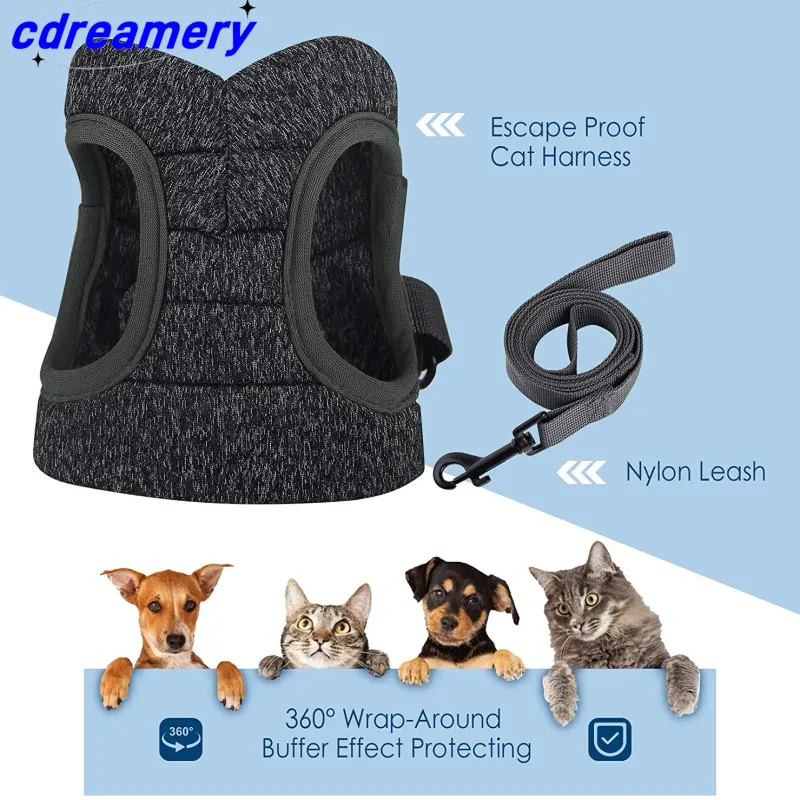 Pettorine e cinture per gatti, imbracature morbide a prova di fuga per passeggiate, giacche traspiranti con strisce riflettenti, accessori Forcat_voghion.com