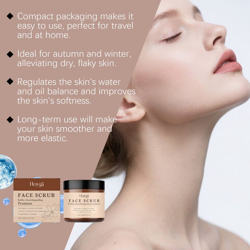 HOYGI Scrub Viso al Caffè e Vaniglia Olio Detergente Nutriente per la Cura della Pelle Detergente Profumato Lenitivo Delicato sulla Pelle_voghion.com