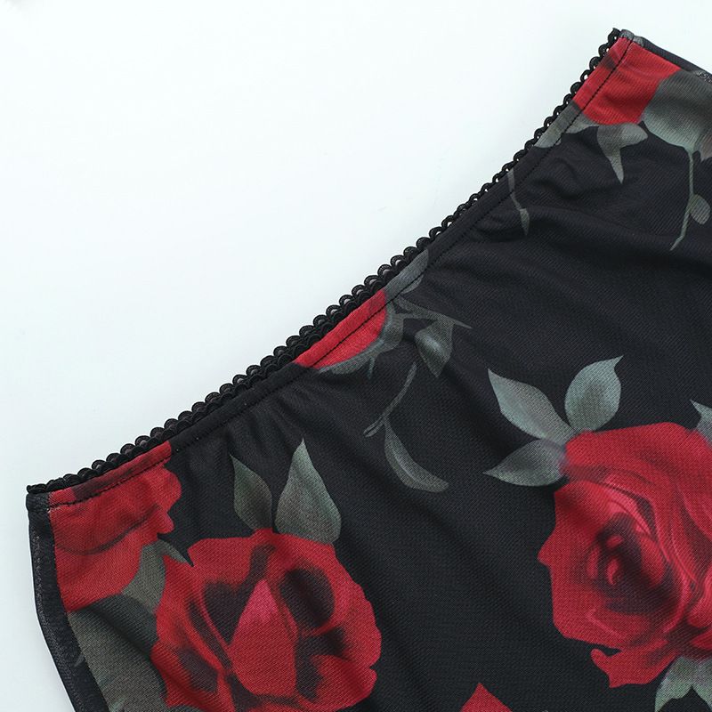 Women's Clothing Fashion Mesh Printed Tube Top Skirt Suit Summer New Slim Fit_voghion.com