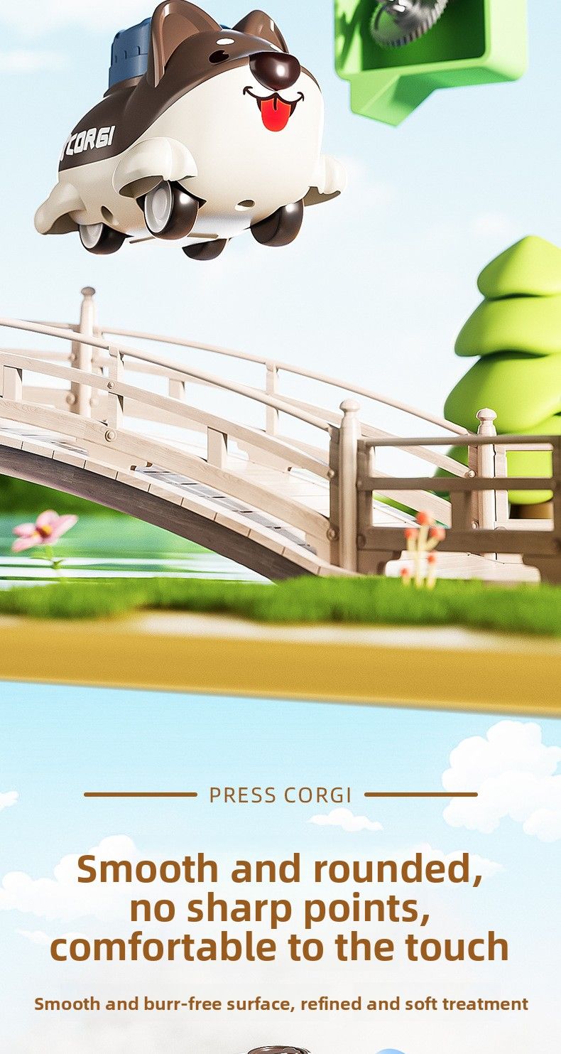 Cartoon Corgi Push Inertia Sliding Pull Back Boys And Girls Baby Toddler Educational Puppy Toy Car Racing_voghion.com