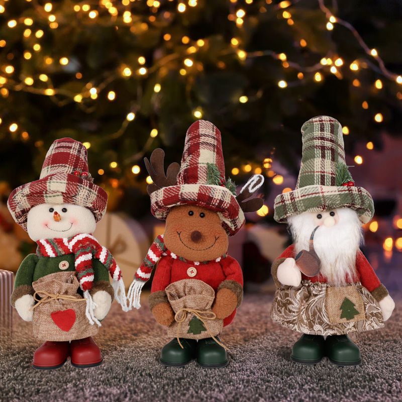 New Linen Apron Standing Doll Santa Claus Home Decoration Christmas Accessories_voghion.com