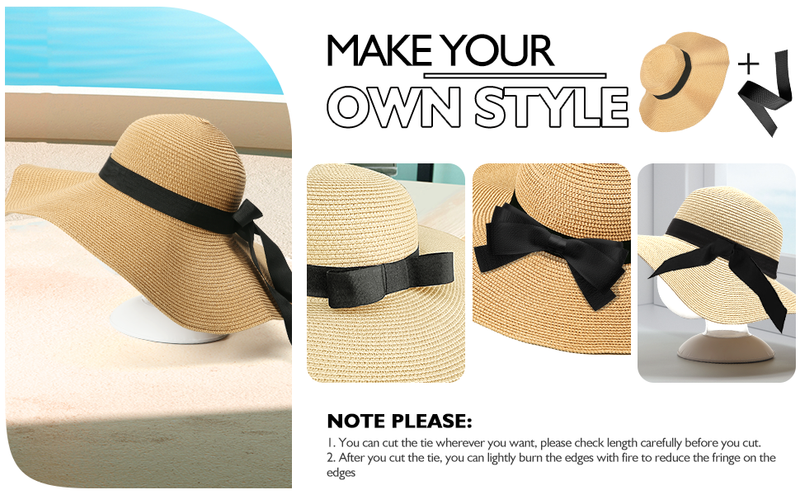 Beach Hats For Women, Foldable Sun Hat Womens UV Protection, Boho Wide Brim Hats For Women, Floppy Straw Visor Hat_voghion.com