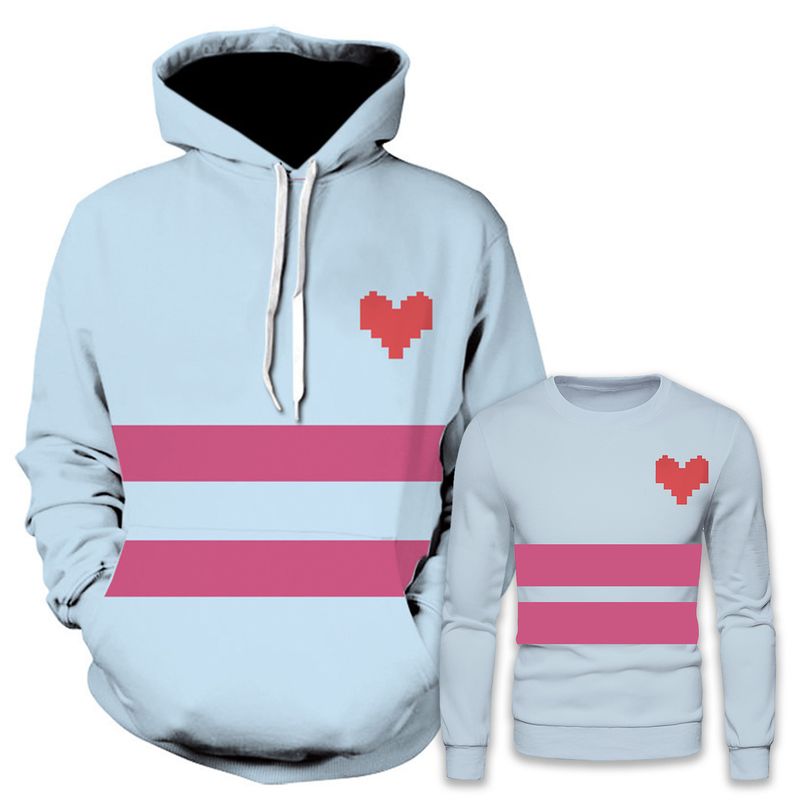 New Undertale Game Jacket Frisk Color Block Hoodie 3D Sweatshirt For Men_voghion.com