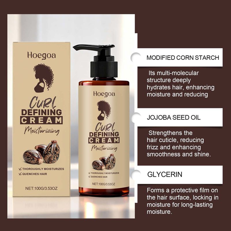 HOEGOA Erfrischende, feuchtigkeitsspendende, nährende Haarcreme für natürliche Locken und langanhaltendes Styling_voghion.com